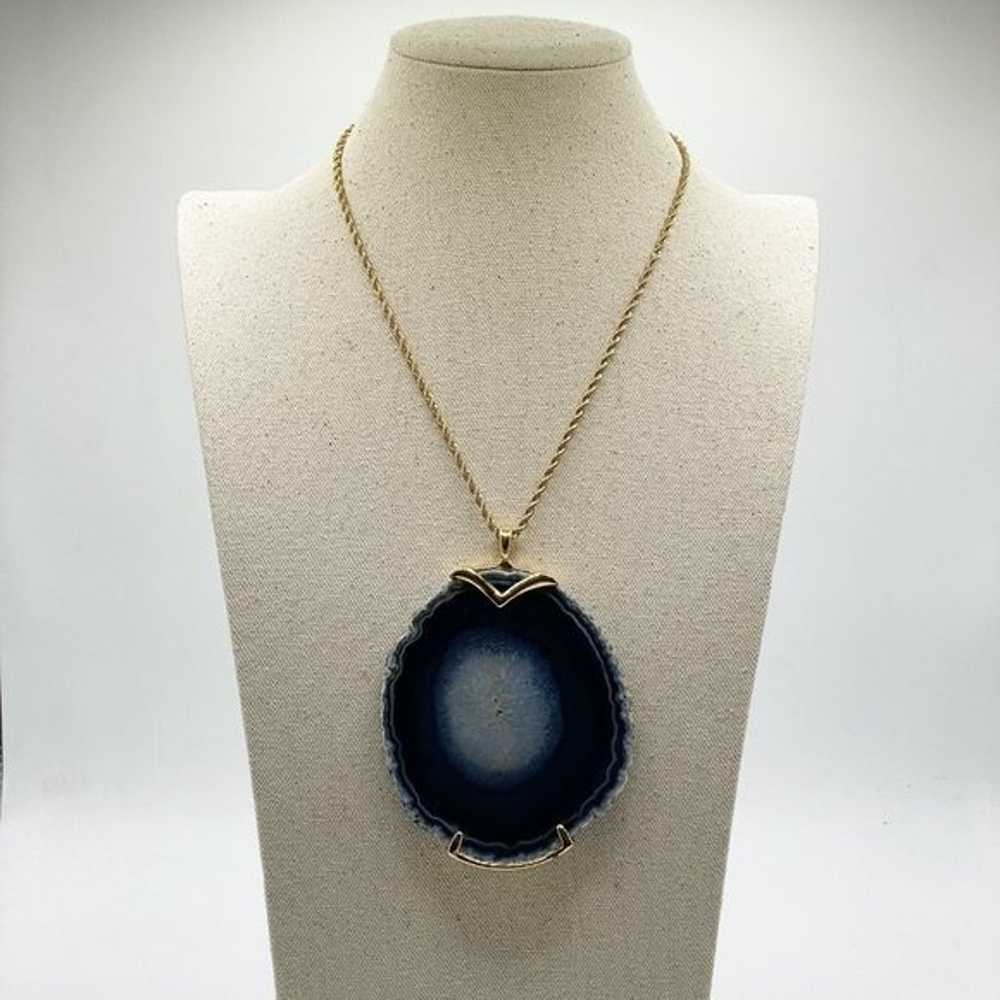 Kenneth Lane Vintage 70s Large Blue Agate Geode S… - image 2