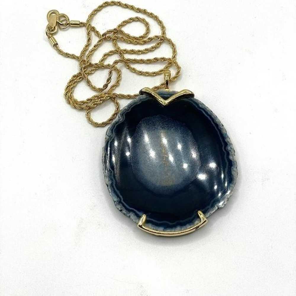 Kenneth Lane Vintage 70s Large Blue Agate Geode S… - image 3