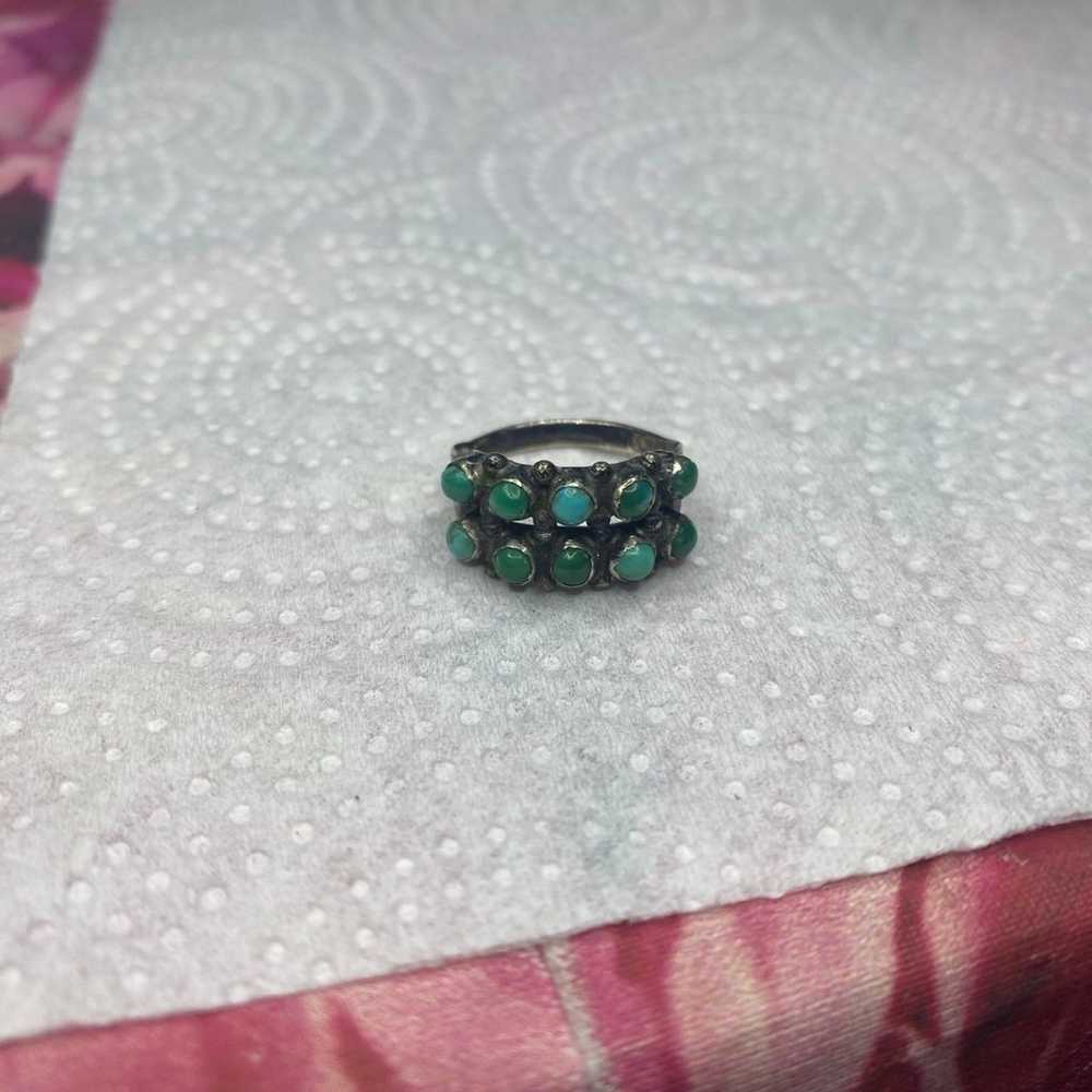 Vintage 925 Navajo turquoise dot ring - image 1