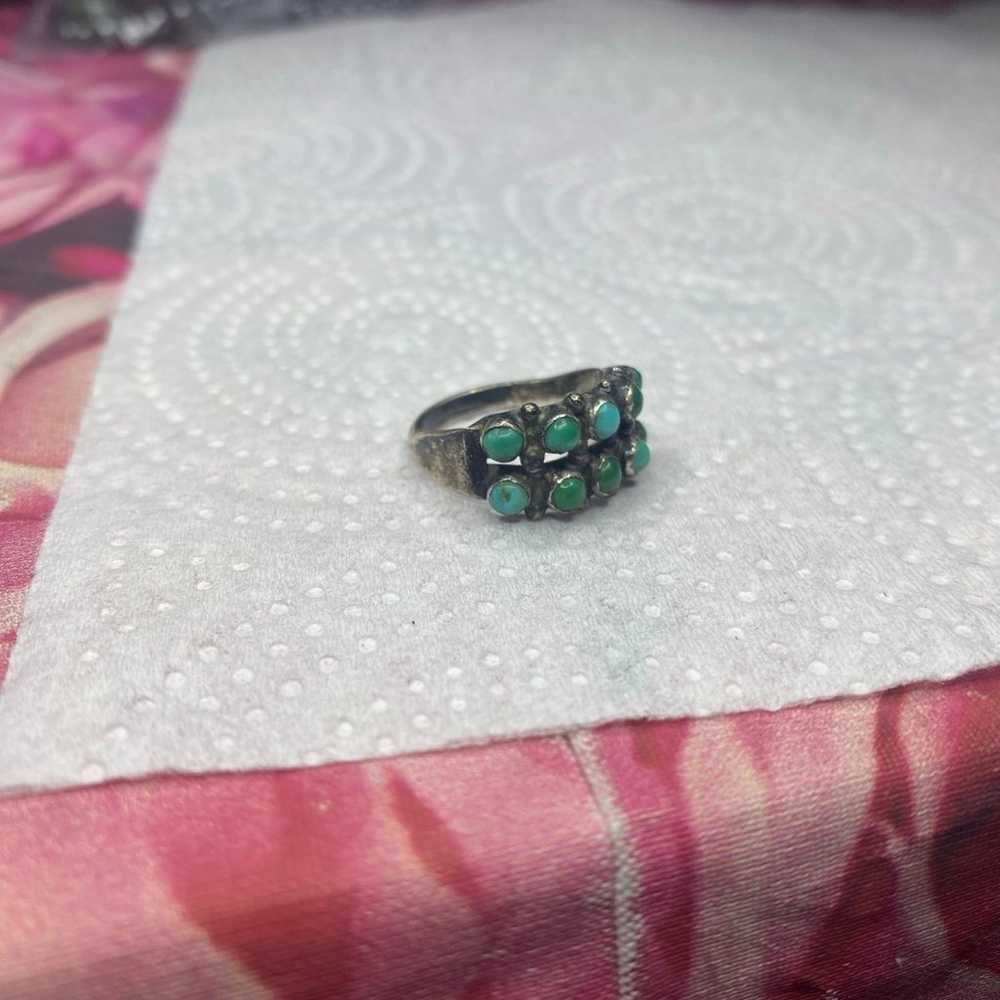 Vintage 925 Navajo turquoise dot ring - image 2