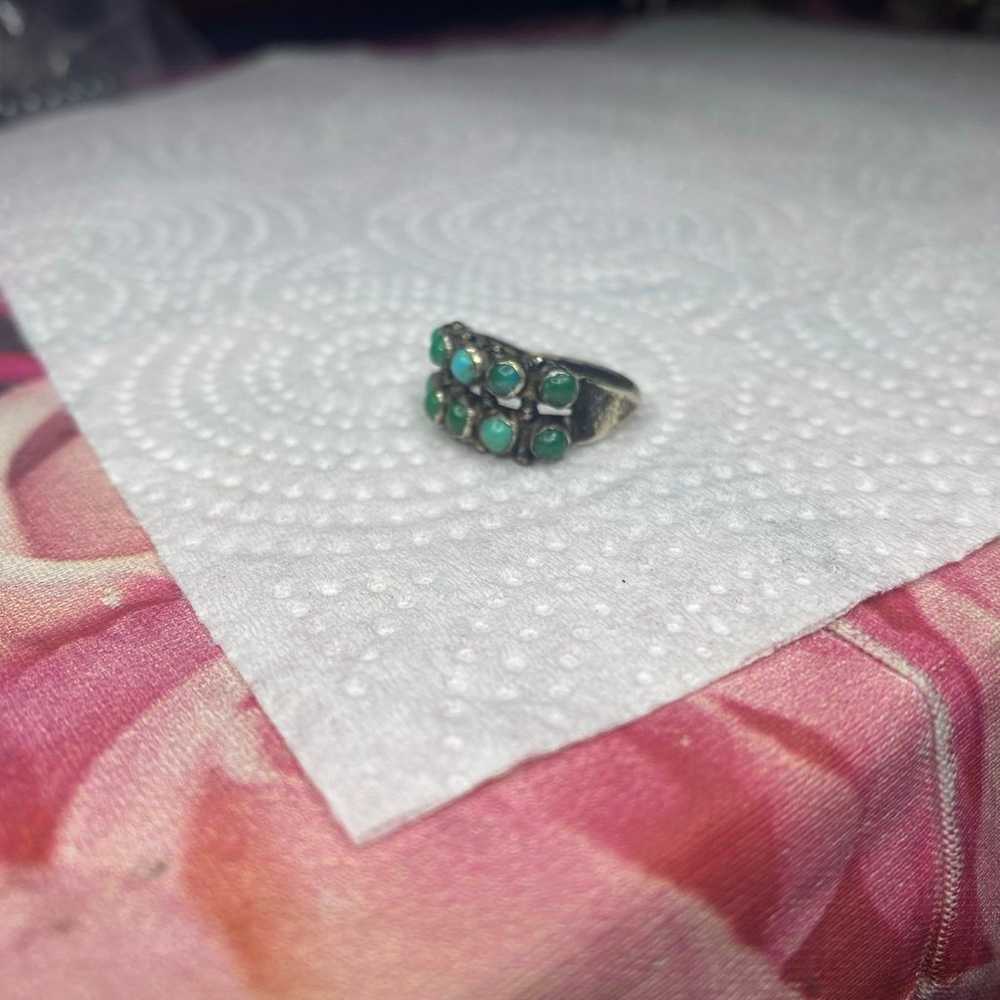 Vintage 925 Navajo turquoise dot ring - image 3