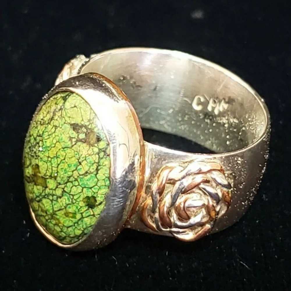 Women's Vtg Sterling Silver & Copper w/ Roses Gre… - image 2