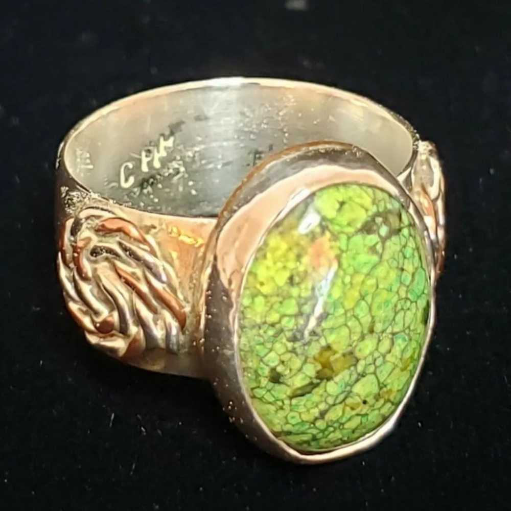 Women's Vtg Sterling Silver & Copper w/ Roses Gre… - image 3