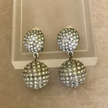 Vintage Graziano Clear Crystal Ball Drop Earrings - image 1