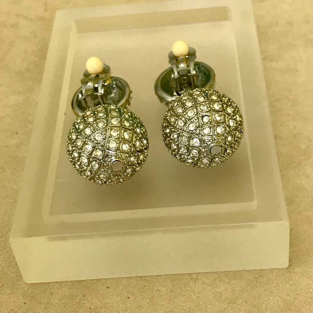 Vintage Graziano Clear Crystal Ball Drop Earrings - image 5