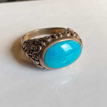 925 Solid Sterling Silver Vintage Turquoise Ring