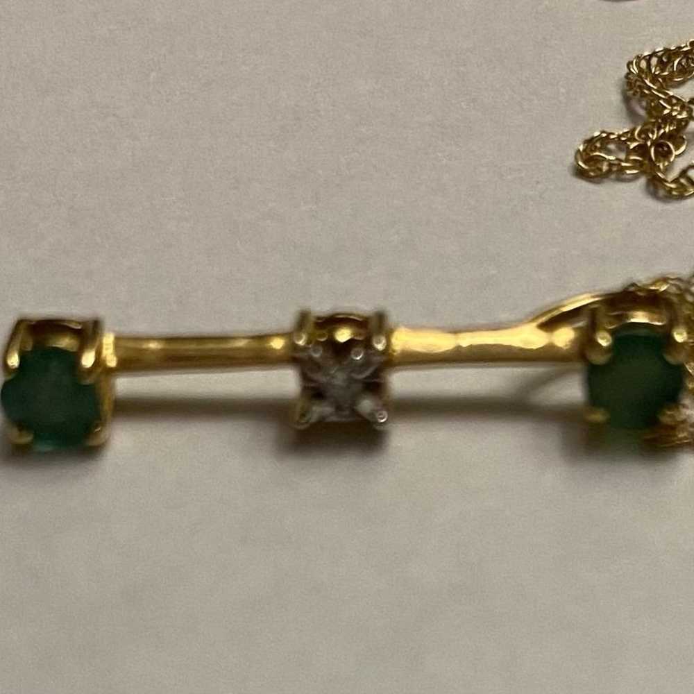 10k solid gold genuine Emerald and diamond pendant - image 7