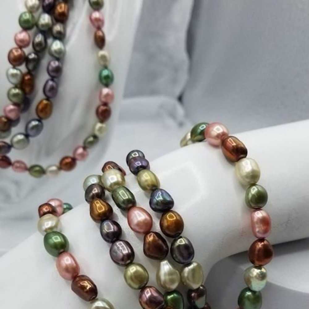 Natural Pearl Necklace and Bracelet Set - image 2