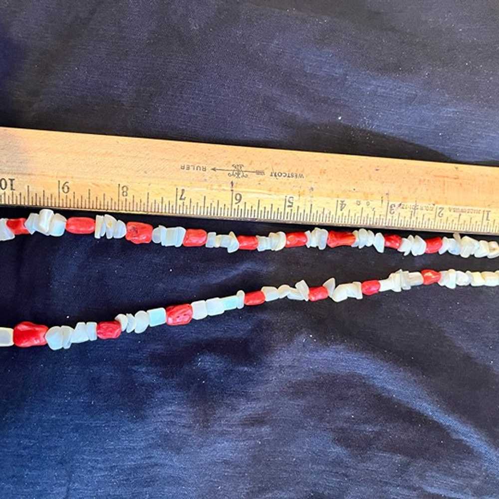 Vintage Turquoise/shell and Coral/Shell necklaces - image 2