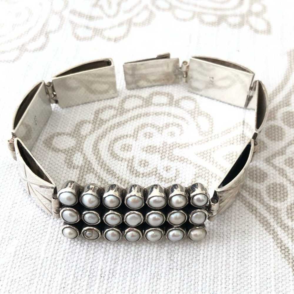 Vintage Pearl & 925 Silver Bracelet - image 1