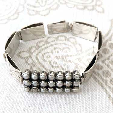 Vintage Pearl & 925 Silver Bracelet - image 1