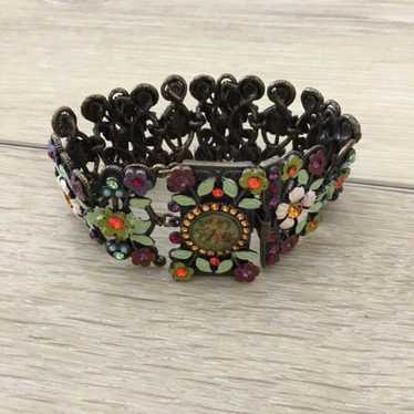 Vintage Michal Negrin Wide Statement Bracelet Flo… - image 1