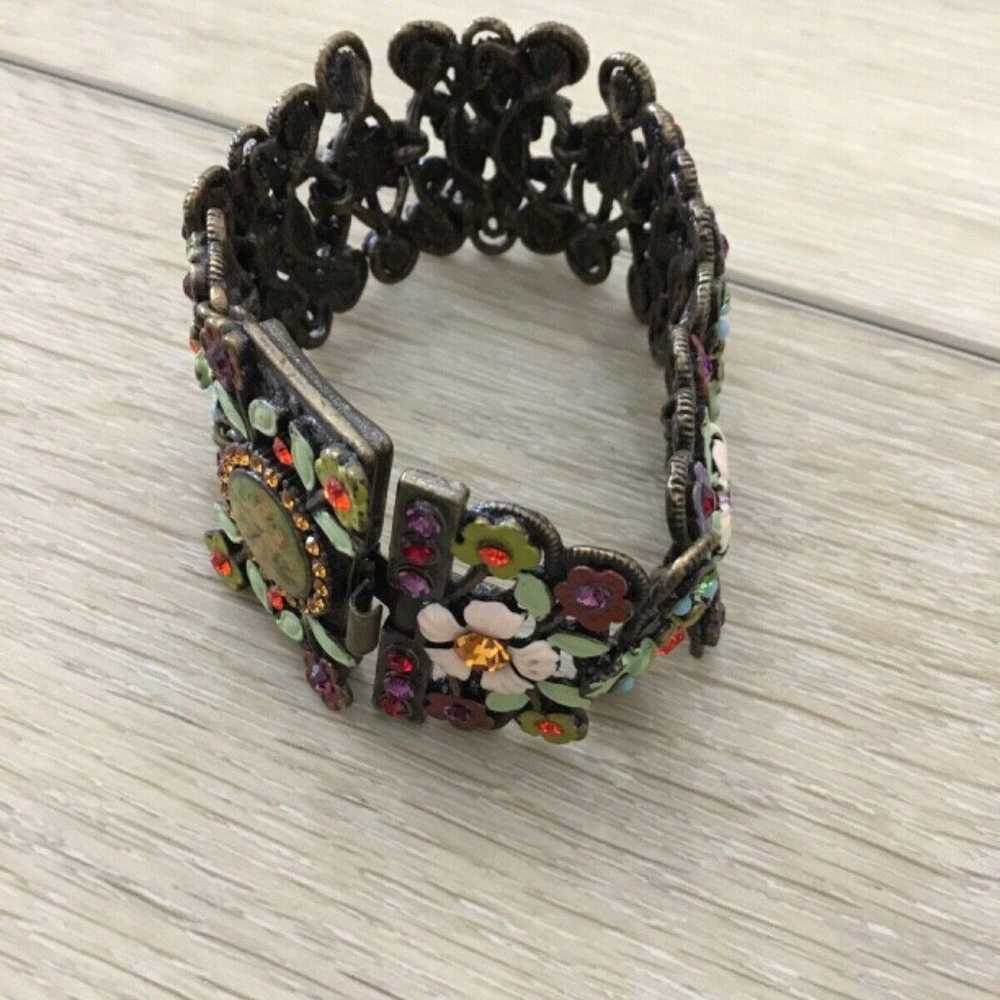 Vintage Michal Negrin Wide Statement Bracelet Flo… - image 2