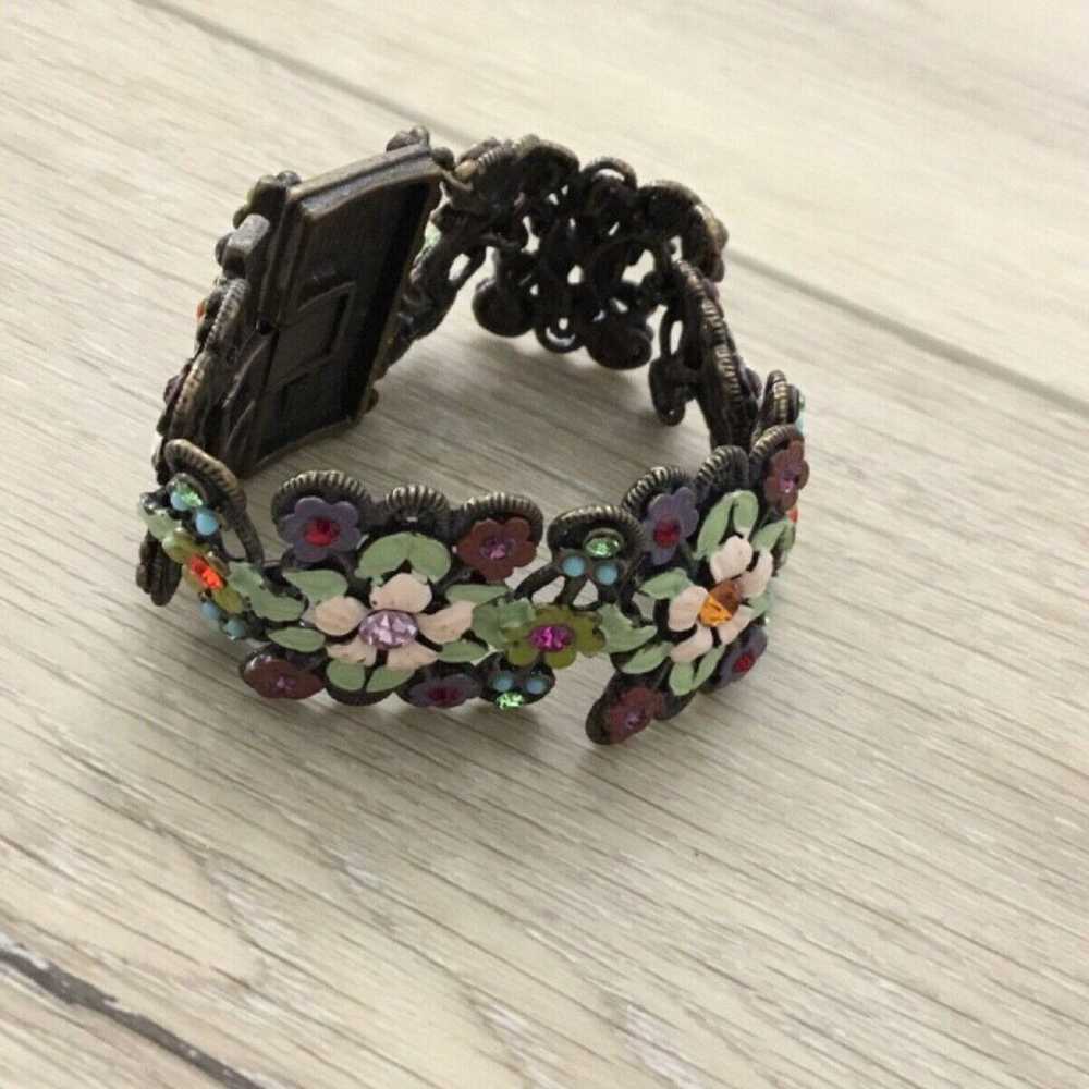 Vintage Michal Negrin Wide Statement Bracelet Flo… - image 3