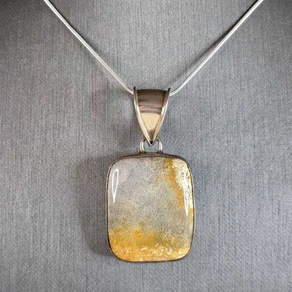 Womens Vintage Estate Sterling Silver Agate Neckl… - image 1