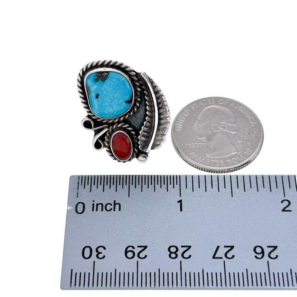 Vintage Southwest Sterling Silver Turquoise Coral… - image 6