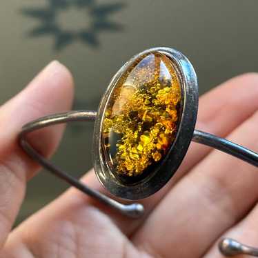 Vintage 925 sterling silver genuine amber bracelet