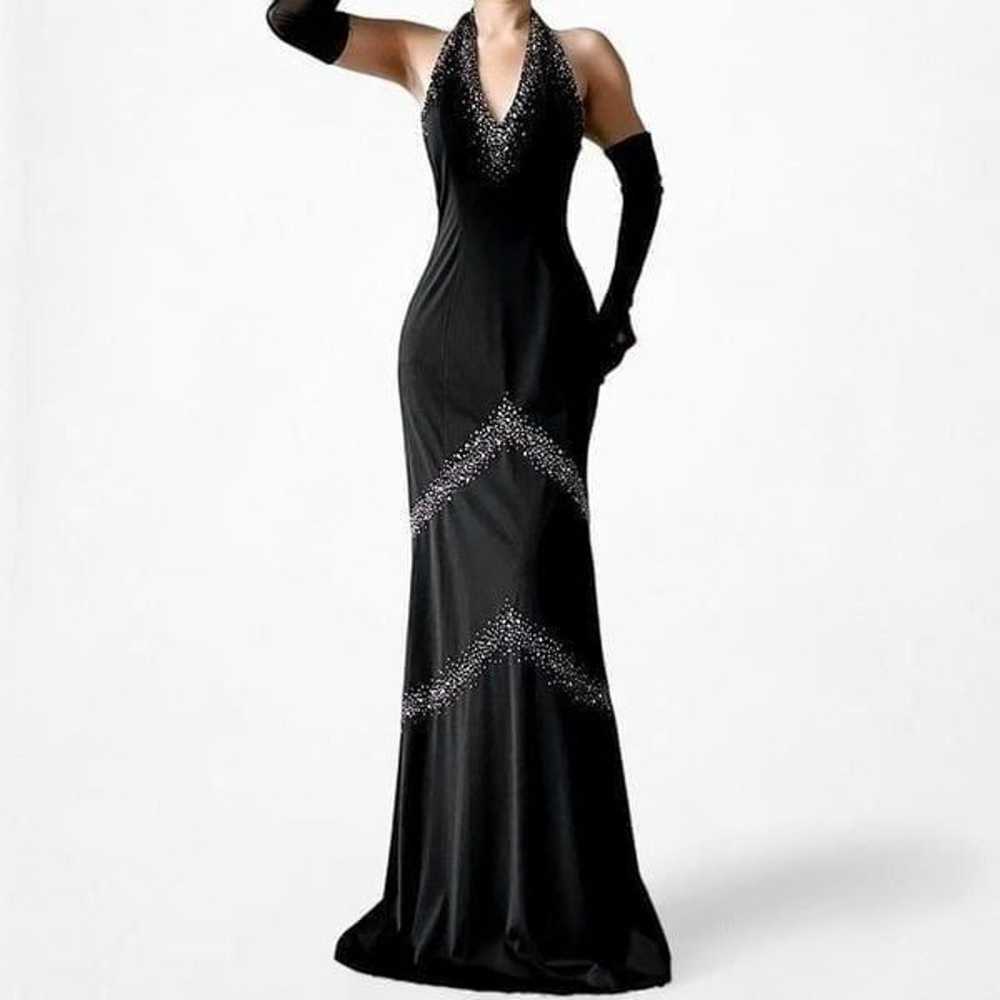 Vintage Black Purple Beaded Bodycon Maxi Formal P… - image 2