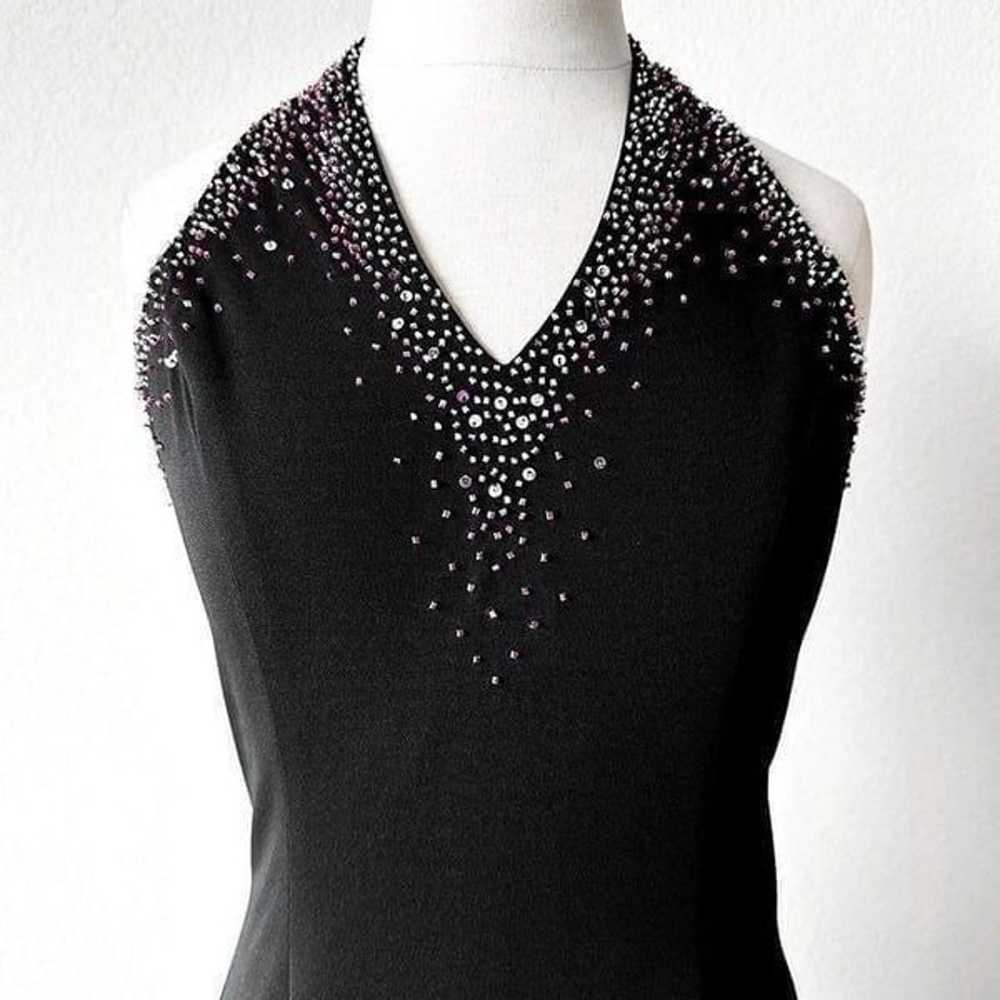 Vintage Black Purple Beaded Bodycon Maxi Formal P… - image 5