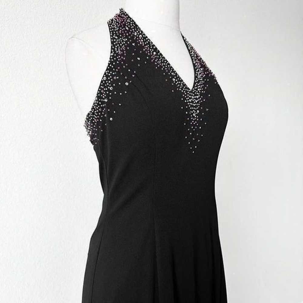 Vintage Black Purple Beaded Bodycon Maxi Formal P… - image 6