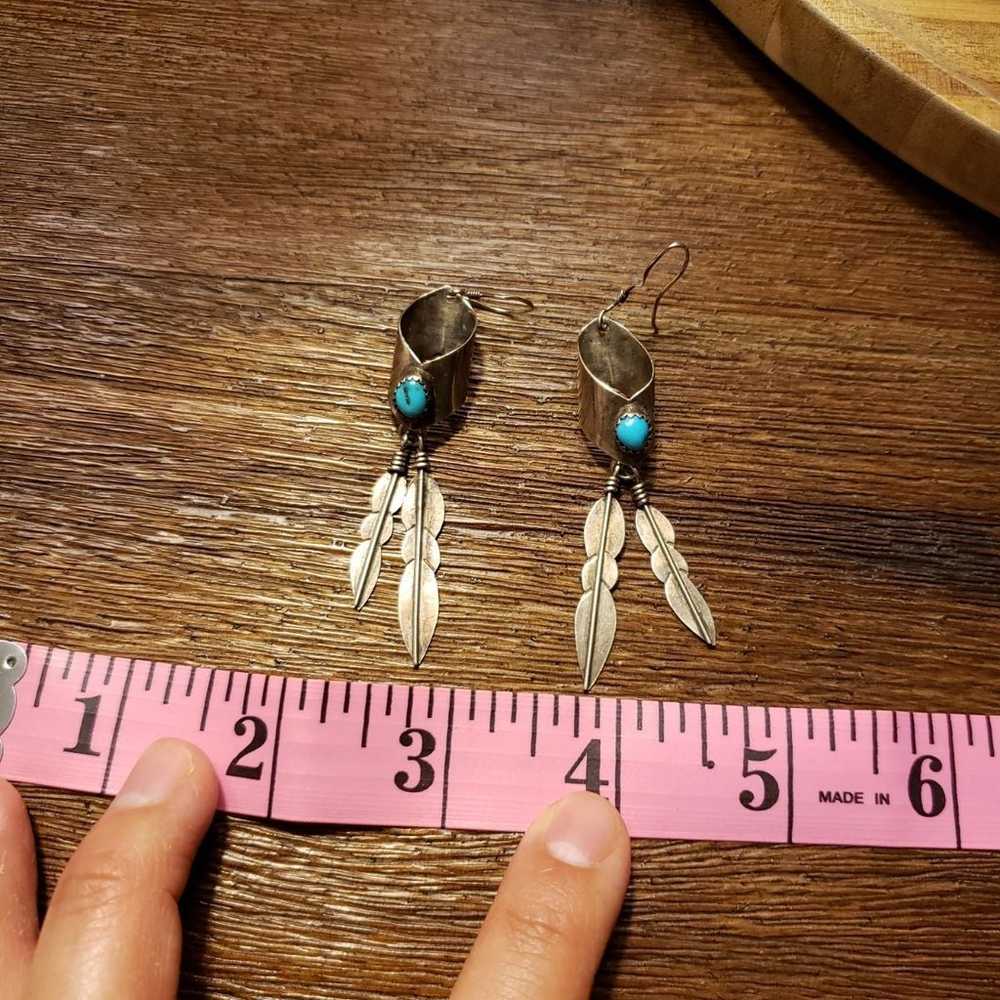 Vintage Sterling Silver Turquoise Earrin - image 9