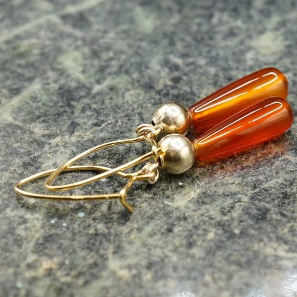 Vintage/antique Earrings 14k Gold Kidney wire ste… - image 2