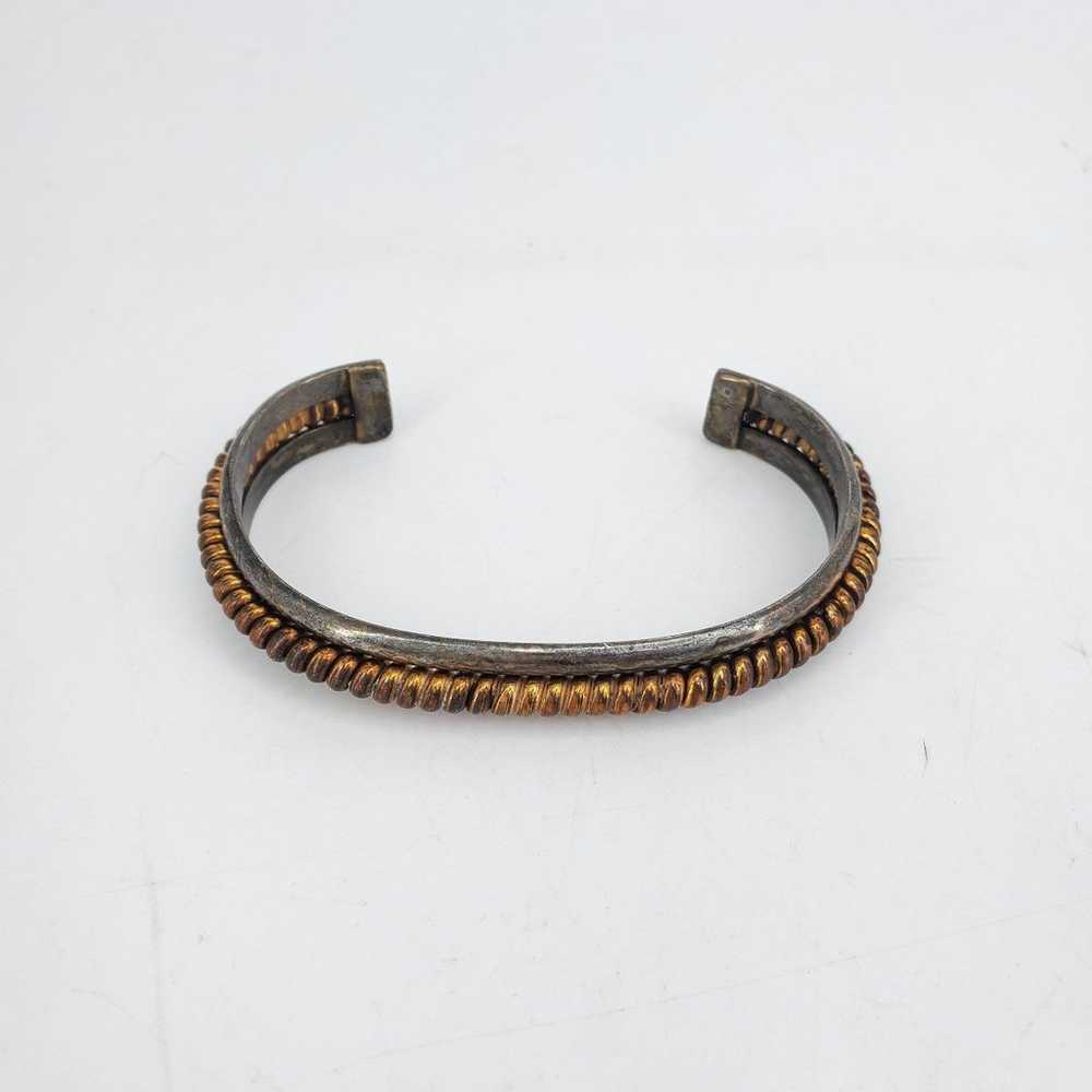 Vintage Navajo Sterling Silver Bracelet with 12K … - image 3