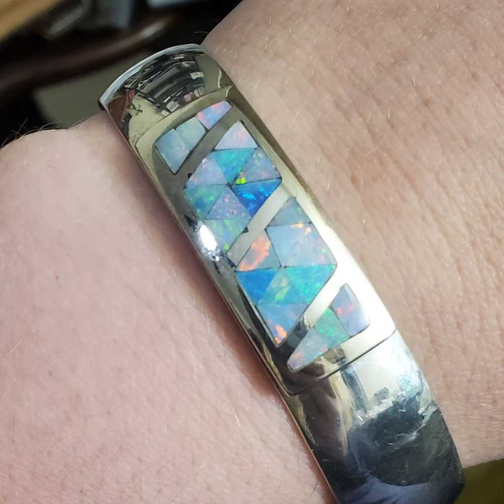 Opal inlay sterling silver bracelet! - image 3