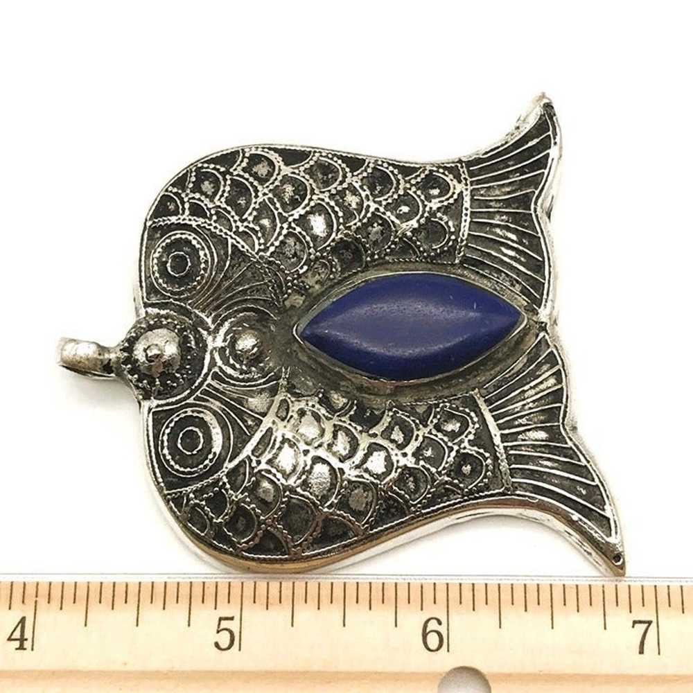 Lapis Lazuli Afghan Silver Fish Pendant Pisces Ol… - image 10