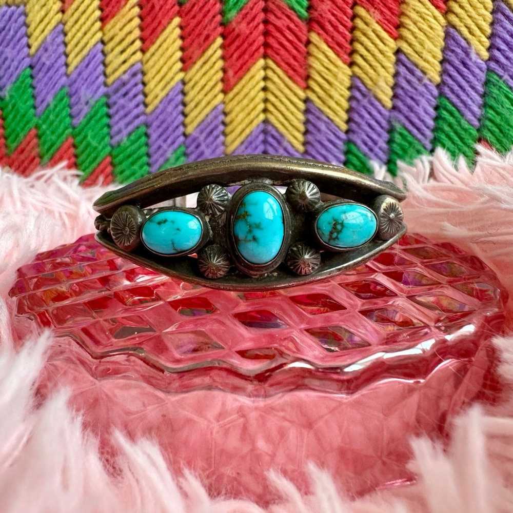 Southwestern turquoise silver bracelet - image 1