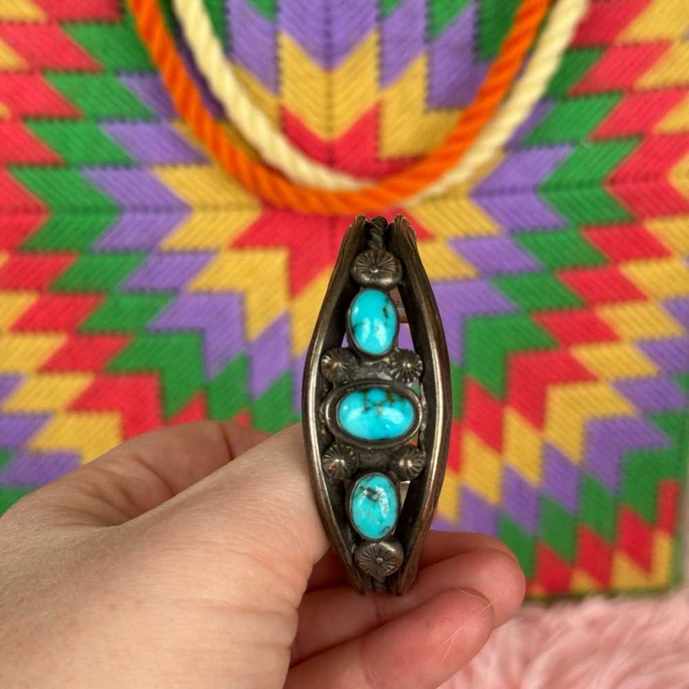 Southwestern turquoise silver bracelet - image 2