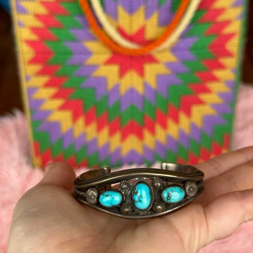 Southwestern turquoise silver bracelet - image 3