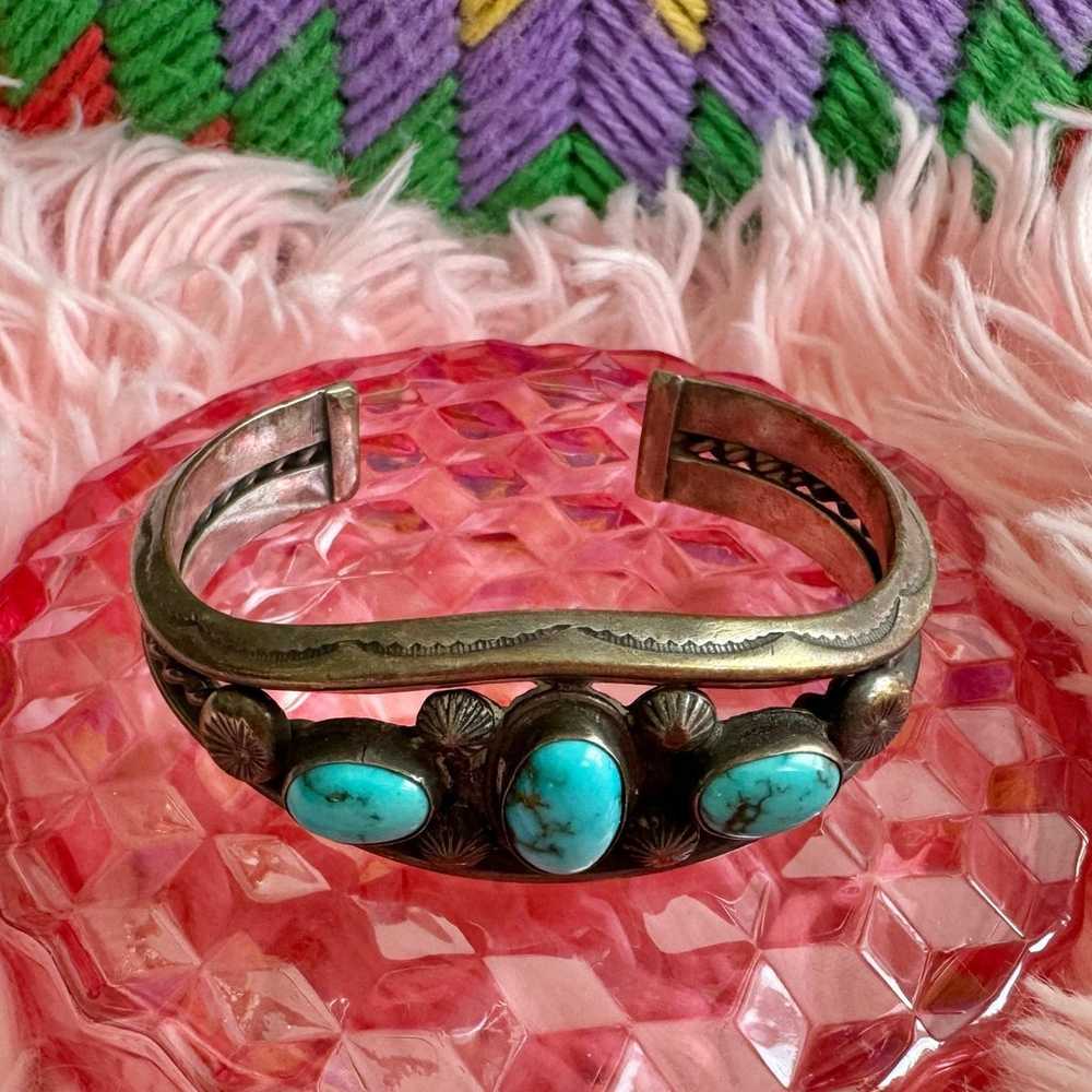 Southwestern turquoise silver bracelet - image 5