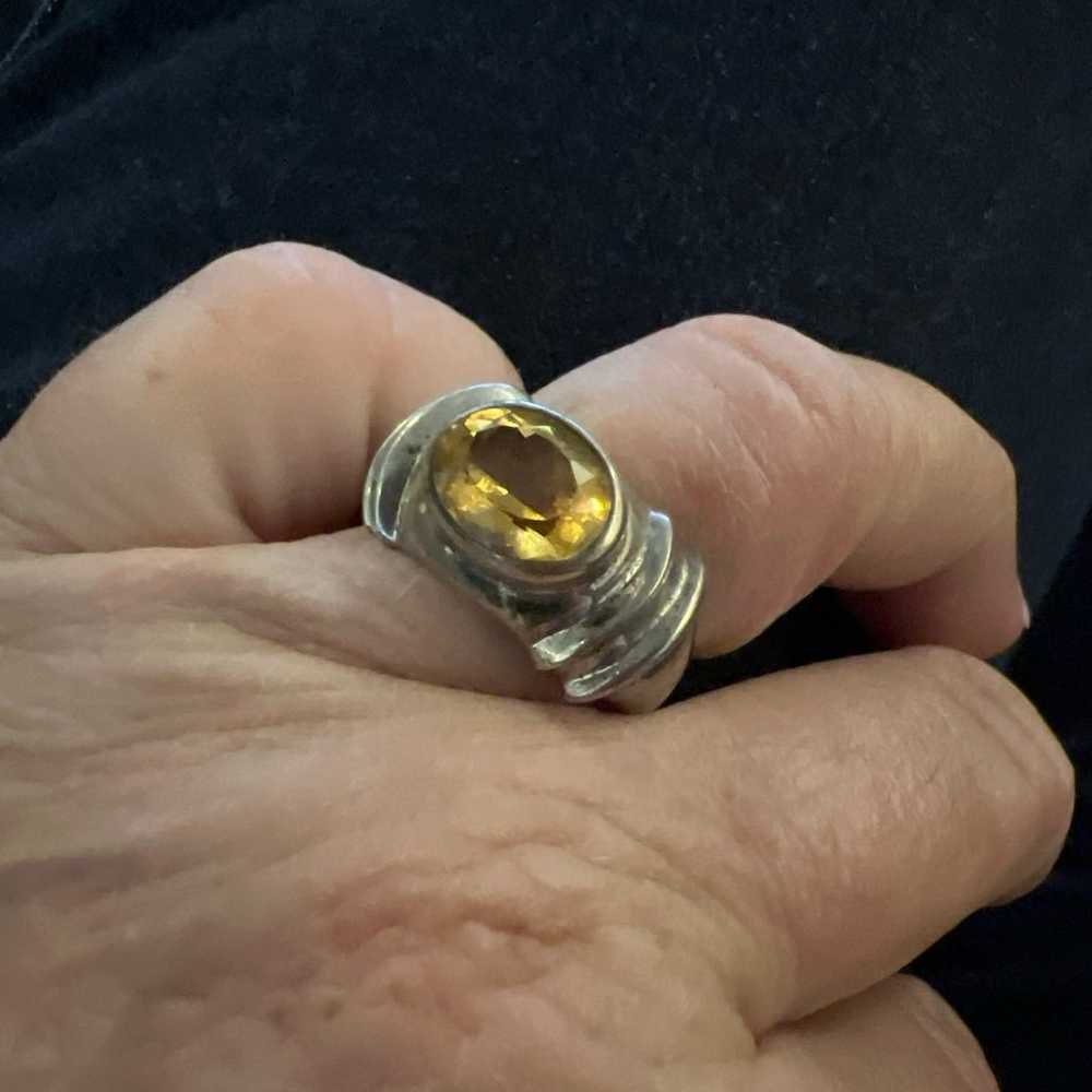 Vintage Sterling Silver Citrine Ring, Ring Size 7… - image 1