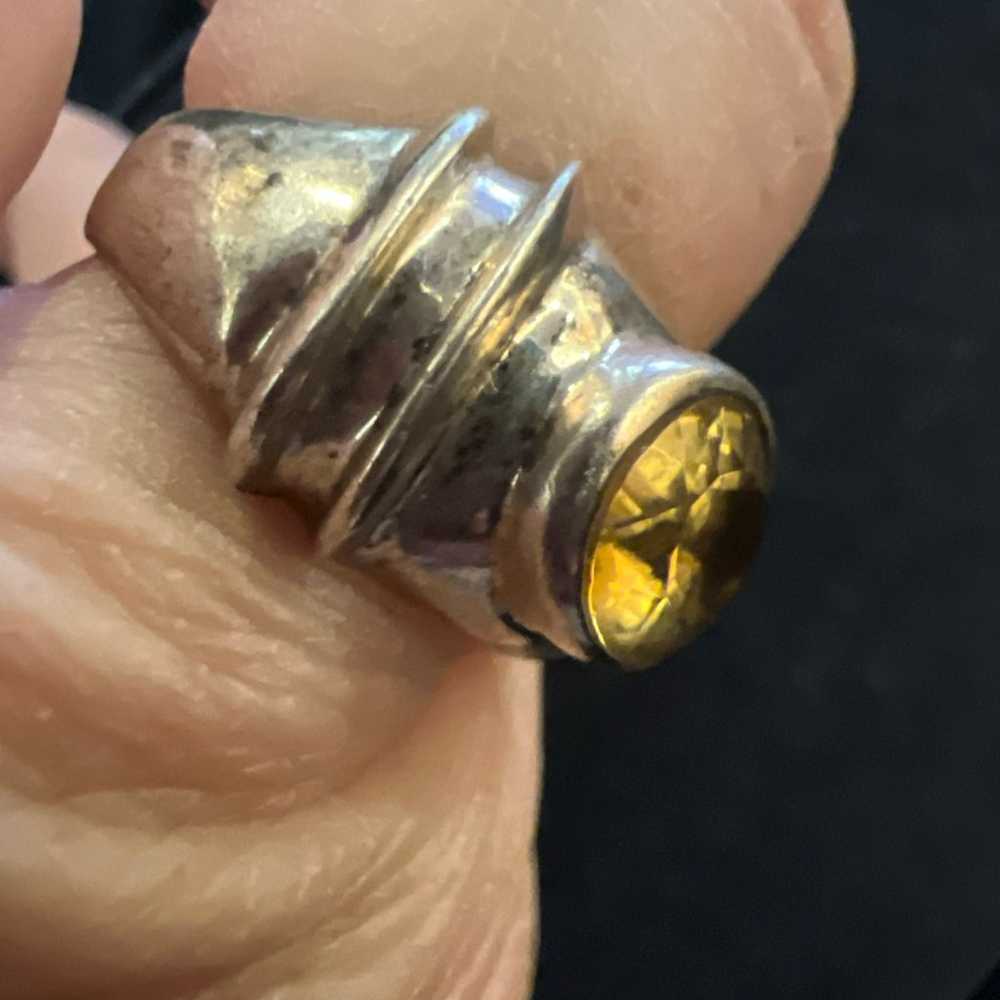 Vintage Sterling Silver Citrine Ring, Ring Size 7… - image 4