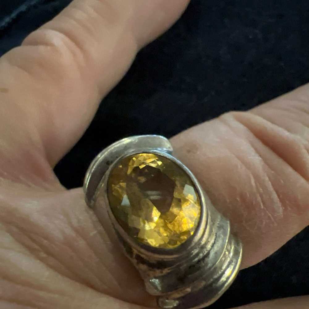 Vintage Sterling Silver Citrine Ring, Ring Size 7… - image 5