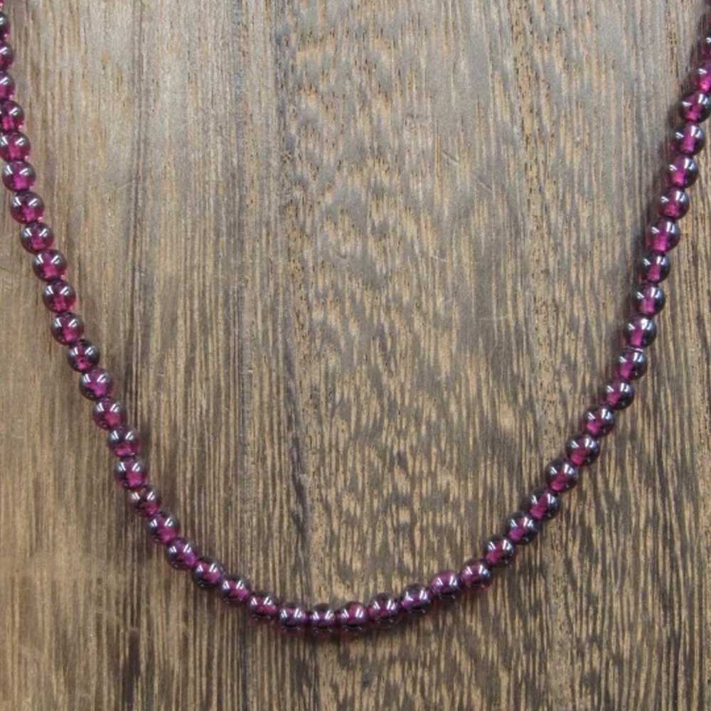 18" 10K Gold Small Garnet Ball Necklace - image 1