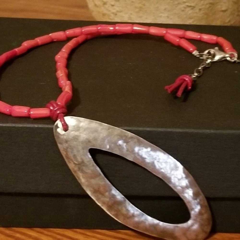 RARE Silpada Sterling Silver & Coral Necklace - image 1