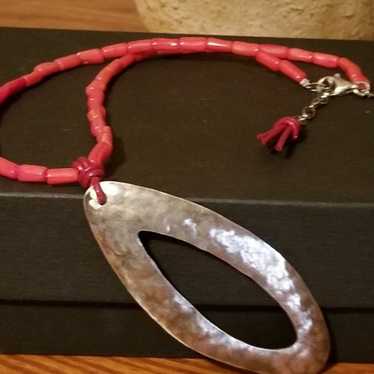 RARE Silpada Sterling Silver & Coral Necklace - image 1