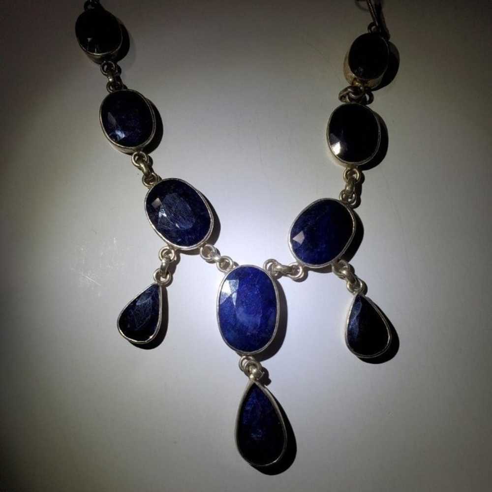 Vintage Sapphire Necklace & Earring Set - image 1