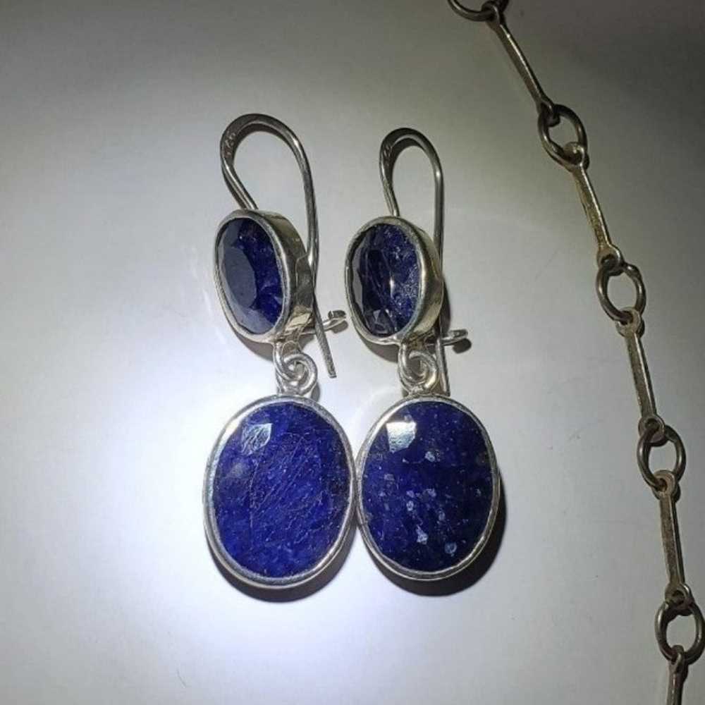 Vintage Sapphire Necklace & Earring Set - image 2