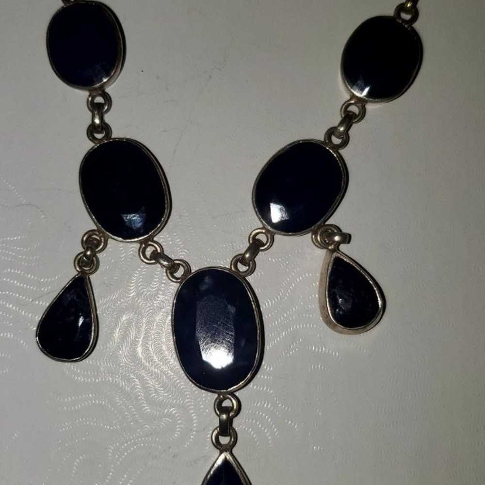 Vintage Sapphire Necklace & Earring Set - image 5