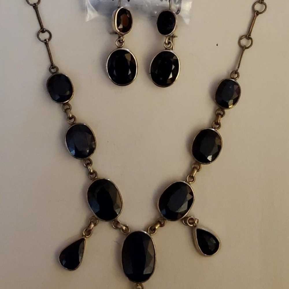 Vintage Sapphire Necklace & Earring Set - image 6