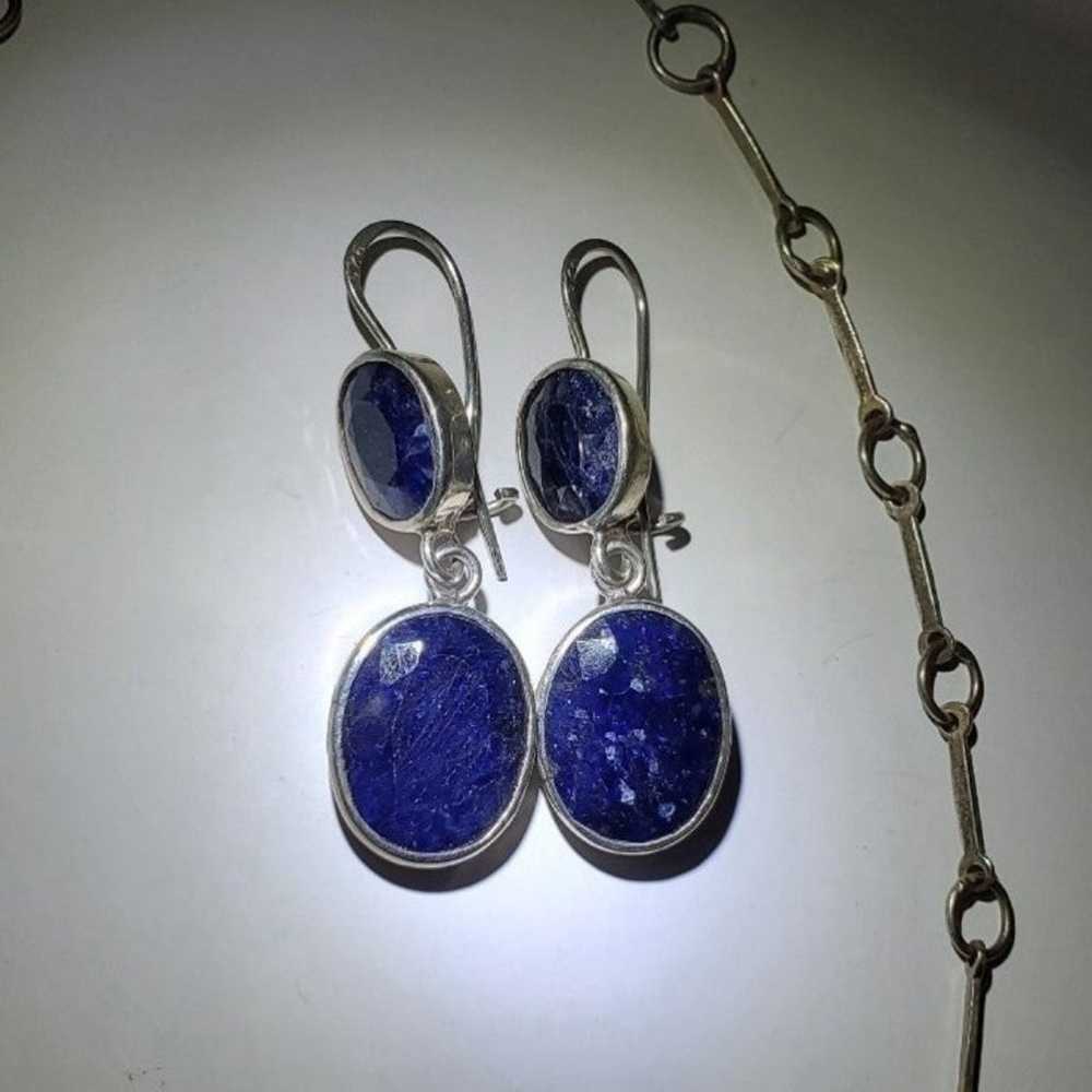 Vintage Sapphire Necklace & Earring Set - image 7