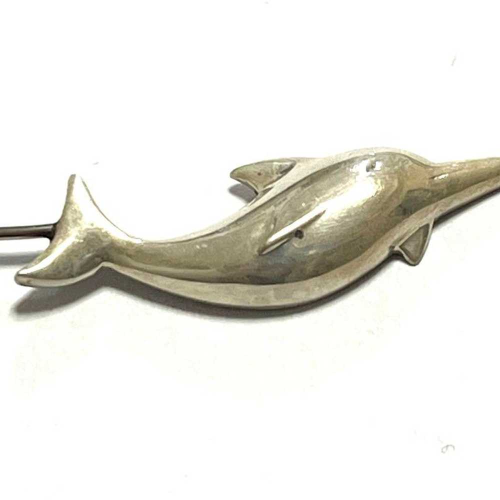 Rare KENZO Silver SV925 Dolphin Pin Brooch - image 2