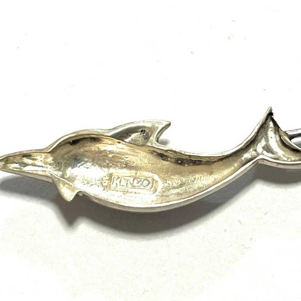 Rare KENZO Silver SV925 Dolphin Pin Brooch - image 3