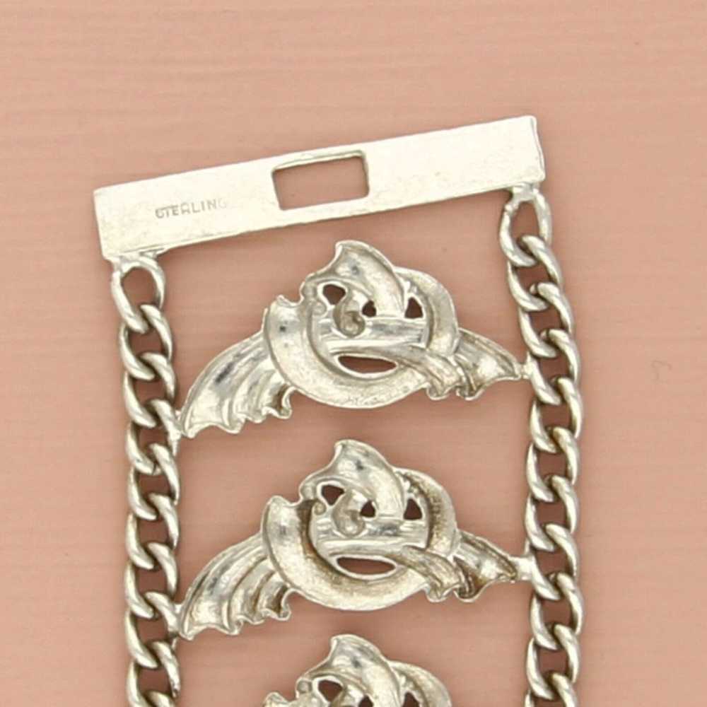 sterling silver vintage scrolled link curb chain … - image 3