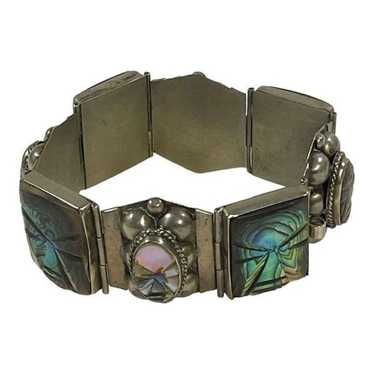 Taxco Abalone 3D Panel Bracelet Sterling Silver 7.