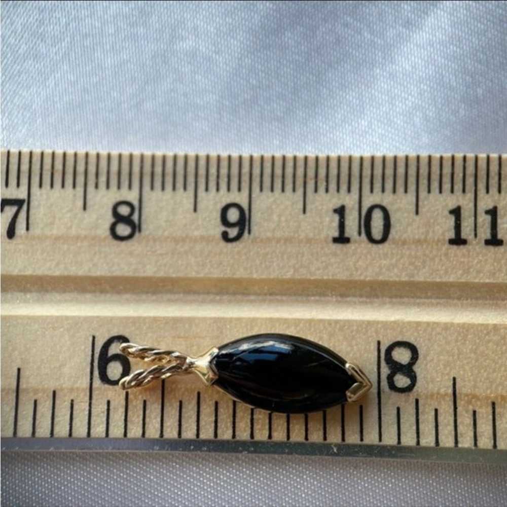 Vintage 14k solid gold black marquise pendant cha… - image 7