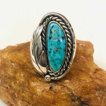 Vintage Sterling Silver Native American Turquoise… - image 1